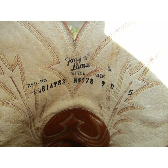 VINTAGE Tony Lama Cowboy Boots Men 9 B Narrow Brown Leather Pointed Toe West USA - Picture 11 of 14